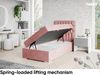 MEBLINI Boxspringbett DALIA 90x200 cm mit Bettkasten - H3/Rosa Samt Gepolstert Einzelbett mit Topper & Taschenfederkern-Matratze - 90x200 Links Bild 3
