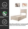 Beiges Polsterbett 90x200 cm Mit Ausziehbett Und Höhenverstellbarem Kopfteil Kinderbett Mit Lattenrost Leinenstoff Polsterbett Platzsparendes Gästebett Multifunktionsbett Bild 5