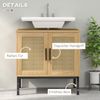 Waschtischunterschrank 60 x 39 x 60 cm in Eiche-Optik, Badschrank im Boho-Stil mit Rattan-Fronten Bild 5