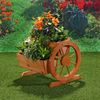 Pflanzkübel mit Wagenräder aus Holz Garten Dekoration Blumentrog Holzkasten Bild 5