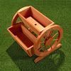 Pflanzkübel mit Wagenräder aus Holz Garten Dekoration Blumentrog Holzkasten Bild 4
