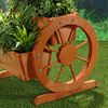 Pflanzkübel mit Wagenräder aus Holz Garten Dekoration Blumentrog Holzkasten Bild 2