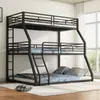 Etagenbett mit 3 Liegeflächen, Lattenrost und Rausfallschutz, 90/120/140 cm, Metallbett, Kinderbett Bild 1
