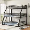 Etagenbett mit 3 Liegeflächen, Lattenrost und Rausfallschutz, 90/120/140 cm, Metallbett, Kinderbett Bild 2