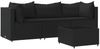 vidaXL 4-tlg. Garten-Lounge-Set mit Kissen Schwarz Poly Rattan 319783 Bild 2