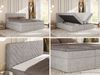 Boxspringbett AVERTA 140 x 200 cm mit Bettkasten und Topper, Doppelbett mit Bonnell-Federkernmatratze, gepolstertem Kopfteil, Stauraum, modernes Schlafzimmer Bett - Hellgrau Schenille glatt - H4 Bild 2