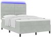vidaXL LED Boxspringbett mit Kopfteil Hellgrau 160 x 200 cm Samt 3343322 Bild 3