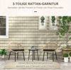 Essstuhl-Set 3-teilig in Gelb, Rattan, mit rundem Tisch 40x40x45 cm und gepolsterten Kissen,73x70x63 cm Bild 4