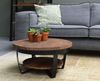 Couchcenter Couchtisch DESIGN Couchtisch Mangoholz Mango Holz Metall Mark rund Beistelltisch, Mit Ablage Bild 1