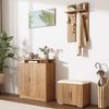 Flieks Garderoben-Set Garderobe mit 1 Spiegel, 4 Haken, Schuschrank, Sitzbank in Holzoptik, (Set, 4-St), Flurmöbel-Set Schuhbank mit Sitzkissen, Schuhkommode mit 2 Klappen Bild 3