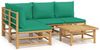 vidaXL 5-tlg. Garten-Lounge-Set mit Grünen Kissen Bambus 3155170 Bild 2
