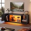 Bestier TV-Schrank Lowboard für 65 Zoll & kleinere TVs, 144.8 x 35 x 52 cm, (Fernsehschrank mit RGB-LED-Leuchten) Fernsehtisch mit verstellbaren Glasböden für Wohnzimmer, Schwarze Bild 3