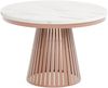 MEBLINI Esstisch Rund Ausziehbar aus Metall - 120-196x76 cm - CONEY - Weiß Marmor/Kupferfarbe - Loft - Esszimmertisch Modern - Küchentisch - Ausziehtisch - Round Dining Table Bild 1