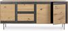 Sideboard Dowostan aus Eichenholz, modern, natur, 200 cm, schwarze Metallfüße, 3 Türen, 3 Schubladen Bild 2