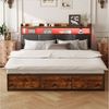 Simurq Polsterbett Doppelbett LED Stauraumbett 180x200 cm (1-tlg, inkl. LED-Beleuchtung, 4 Schubladen, PU), Mit stabiler Metall Lattenrost Bild 2