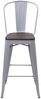 Barhocker HWC-A73 inkl. Holz-Sitzfläche, Barstuhl Tresenhocker mit Lehne, Metall Industriedesign ~ grau Bild 3