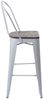 Barhocker HWC-A73 inkl. Holz-Sitzfläche, Barstuhl Tresenhocker mit Lehne, Metall Industriedesign ~ grau Bild 4