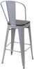Barhocker HWC-A73 inkl. Holz-Sitzfläche, Barstuhl Tresenhocker mit Lehne, Metall Industriedesign ~ grau Bild 5