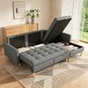 Merax 212cm Ecksofa mit Stauraum, L Sofa wechselbare Chaiselongue, 3 Sitzer Eckcouch Vliesstoff, Ecksofa für kleine Wohnung, Couch mit Stauraumfach, graues Wohnzimmer Sofa Bild 3