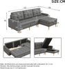 Merax 212cm Ecksofa mit Stauraum, L Sofa wechselbare Chaiselongue, 3 Sitzer Eckcouch Vliesstoff, Ecksofa für kleine Wohnung, Couch mit Stauraumfach, graues Wohnzimmer Sofa Bild 4