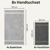 Komfortec 8er Handtuch Set aus 100% Baumwolle, 4 Badetücher 70x140 und 4 Handtücher 50x100 cm, Frottee, Weich, Towel, Groß, Anthrazit/Silber Bild 3