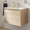 FACKELMANN COMPACT LINE Waschbecken mit Unterschrank 71 cm breit, Braun hell, Waschbecken Keramik Weiß, 1 Schublade Bild 2