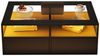 KLAM HOME Couchtisch Couchtisch 100 x 50 x 35 cm, App-LED-Licht & 5V/2A USB-Anschluss (Gehärtete Glasplatte, 2 Schubladen + offener Stauraum, bruchsicher), Wohnzimmer Sofatisch Teetisch, doppelsschichtig & minimalistisch Bild 2