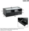 KLAM HOME Couchtisch Couchtisch 100 x 50 x 35 cm, App-LED-Licht & 5V/2A USB-Anschluss (Gehärtete Glasplatte, 2 Schubladen + offener Stauraum, bruchsicher), Wohnzimmer Sofatisch Teetisch, doppelsschichtig & minimalistisch Bild 3