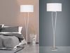 Designer LED Stehleuchte Silber mit Stoffschirm Weiß, Höhe 160cm Bild 1