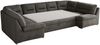 Ecksofa, Sofa big XXL, Wellenfedern, Wohnlandschaft XXL, mit Schlaffunktion - COMODO U - Dunkelgrau Velours - Topper T25 Bild 5