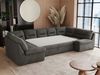 Ecksofa, Sofa big XXL, Wellenfedern, Wohnlandschaft XXL, mit Schlaffunktion - COMODO U - Dunkelgrau Velours - Topper T25 Bild 3