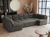 Ecksofa, Sofa big XXL, Wellenfedern, Wohnlandschaft XXL, mit Schlaffunktion - COMODO U - Dunkelgrau Velours - Topper T25 Bild 2