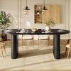 HAUSS SPOLE Esstisch 120-160cm mit abgerundeten Kanten,Küchentisch Holztisch ovaler,Schwarz (Esszimmertisch mit ausziehbarer Tischplatte von 120 cm auf 160 cm), Dining Table Esstisch mit abgerundeten Ecken Bild 3