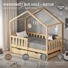 ML-DESIGN Spielbett Hausbett Kinderbett inkl. 2 Schubladen, Lattenrost und Rausfallschutz, Abenteuerbett 70x140cm Haus Bett Himmelbett Kiefer Jugendbett Natur Bild 2