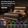Simurq Polsterbett Polsterbett 140x200 Doppelbett Leinen Grau mit RGB LED & 4 Schubladen (Bettgestell mit 4 Schubladen, Bettgestell mit 4 Schubladen) Bild 4