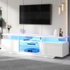 TV-Möbel 160x40x45 cm mit 2 Schränke + 3 halboffene Ablagen, gehärtetes Glas, Hochglanz weiß, LED-Lichtleiste per App steuerbar Bild 5