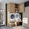 Roomart Waschmaschinenschrank 95 cm mit Schrankaufsätzen & Ausziehbrett - SERIE 3 - BHT: 134×240×66,8 cm – Hauswirtschaftsraum & Waschküche • Eiche Bild 2
