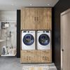 Roomart Waschmaschinenschrank 95 cm mit Schrankaufsätzen & Ausziehbrett - SERIE 3 - BHT: 134×240×66,8 cm – Hauswirtschaftsraum & Waschküche • Eiche Bild 3