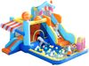 [Mit Gebläse] Kinder-Hüpfburg, multifunktionaler Outdoor-Wasserpark + Trampolin, Wasserrutsche, kleine Rutsche, Springbrunnen, Wasserpistolen, Ladenmarkise, inklusive 450W-Gebläse Bild 2