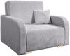 Wohnero24 Lirena 1 Schlafsessel mit Bettfunktion 80x195 cm – Cord Sessel ausziehbar 103x95 cm mit Bettkasten, kleines Gästebett, platzsparendes Einzelschlafsofa - Hellgrau Bild 3