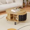 Couchtisch Holzmaserung Schwarz modern drehbar doppelstöckig Stauraum Wohnzimmer Beistelltisch Natur Bild 3