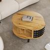 Couchtisch Holzmaserung Schwarz modern drehbar doppelstöckig Stauraum Wohnzimmer Beistelltisch Natur Bild 2