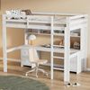 Bett 90x200 cm mit Schreibtisch und viel Stauraum – Hochbett aus Kiefernholz, platzsparend und sicher Bild 3