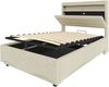 Polsterbett 90x200 cm mit LED, Hydraulik-Staufach, USB-/Typ-C-Anschlüssen und Ablage, Beige Bild 5
