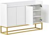 Sideboard 120 x 30 x 80 cm, 4-türig aus Spanplatte mit MDF-Deckplatte und Metallrahmen in Weiß Bild 4