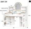 Merax Großer Schminktisch mit LED-Beleuchtung und Spiegel – Make-up-Tisch mit 3 Schubladen & 2 Glas-Schränken und Ablagen, fürs Schlafzimmer, weiß Bild 4