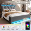 LVHOM Polsterbett 140x200cm mit LED&USB, Doppelbett mit versteckten Stauraum, Stauraumbett mit Lattenrost, Jugendbett mit Bettkasten, Samtstoff, Beige Bild 3