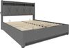 LVHOM Polsterbett 140x200cm mit LED&USB, Doppelbett mit versteckten Stauraum, Stauraumbett mit Lattenrost, Jugendbett mit Bettkasten, Samtstoff, Beige Bild 2