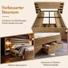 Merax Doppelbett Massivholzbett 160×200, Stauraumbett Bettanlage mit LED-Beleuchtung und USB C Stauraum-Kopfteil und Schubladen, Bettgestell Lattenrost aus holz, Eiche(Ohne Matratze) Bild 5