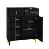 MODFU Sideboard Schuhschrank (Buffet, Eckschrank, 1 St, 2 Schubladen und 2 Türen, verstellbaren Einlegeböden), mit Strukturpaneelen, vergoldeten Verzierungen Bild 4